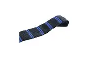 [Tie Store Australia] Knitted Black & Royal Blue Striped Patterned Neck Tie