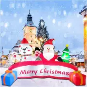 Christmas Santa Polar Bear Banner Sign Airblown Inflatable Decor Blow Up Holiday