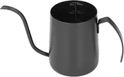 Coffee Kettle Stainless Steel Gooseneck Thicken Comfortable Handle Coffee Drip Pot with Scale for Travel Coffee Maker Outdoor (Seven-Character Handle 350ml Black (with Scale))