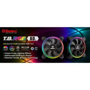 ENERMAX 保銳 金彩蝠 T.B ARGB AD 12公分 PWM 機殼風扇 5v ARGB 溫控 三顆裝 安耐美