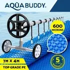 Aqua Buddy Pool Cover 600 Micron Pools Heat Solar Blanket LDPE 7x4m w/ 4m Roller