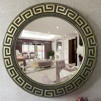 在飛比找松果購物優惠-鏡子 圓鏡 壁掛鏡 45cm 玄關鏡 現代新中式復古壁掛家居