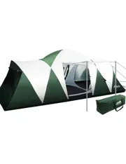 Weisshorn Family Camping Tent 12 Person Hiking Beach Tents (3 Rooms) Green