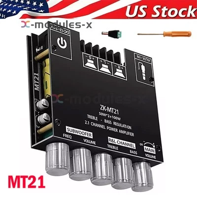 MT21 2.1 Channel Bluetooth 5.0 Subwoofer Amplifier Board 2*50W+100W AUX USA