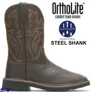 WOLVERINE Men's Rancher 10" Square Toe Soft Toe Wellington Work Boot Size 10M wv