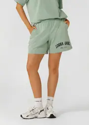 [Lorna Jane] Original Sport Jersey Shorts in Green, Cotton, Size - Large L Washed Green Juice