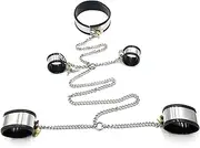 SAHOOSAFETY Collar Handcuffs And Ankle Cuffs Bondage Set SM Restraints Sex Bed Handcuffs With Lock Restraints BDSM Toys Erotic Games for Men and Women(Woman)