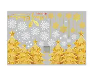 C135 2PCS Electrostatic Christmas Decoration Sticker Golden Christmas Tree Wall Sticker Christmas Shopping Mall Window Decoration