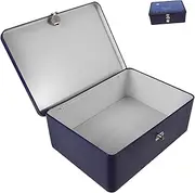 Healeved Box Rectangle Iron Lockable Storage Box with Key Vintage Decorative Organizer for Desktop Secure Keep for Cosmetics Documents Jewelry Shower Design