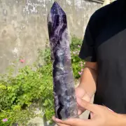 3.9lb Natural colourful Fluorite Obelisk Quartz Crystal Wand Tower Point Healing