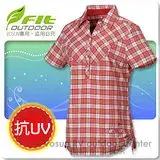 【維特 FIT】女新款 格紋吸排抗UV短袖襯衫_ FS2201 魅力紅