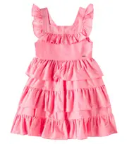 [Patachou] Patachou Ruffled tiered cotton dress Y 14 pink