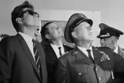 Vandenberg Air Force Base CA Looking skyward President John F K- 1962 Old Photo
