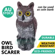 Garden Scare Owl Decor Bird Pest Rodent Deterrent Statue Ornament 30cm Coin Bank