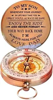 Enjoy, Compass Copper,Gift for Children Camping Hiking Pocket Portable Compass,Father to Son