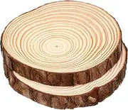 SHINEOFI 2pcs Round Wood Chips Log Slices Rustic Home Decors Unpainted Tree Stump Decor Decorations Rustic Decor Fall Decor for Kitchen Table Coasters Home Decoration Wood Rounds Pine Wood