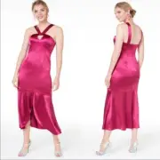 Aidan by aidan mattox satin cross halter dress, size 2,$175 new With Tag