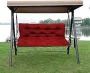 Waterproof Hammock Bench Cushion for 2 Seater 3 Seater Bench with Strap Outdoor Patio Furniture Seat Pad with Backrest Thick Durable Red 100x100x10cm
