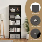 Giantex 5-Shelf Storage Bookcase Modern Display Cabinet Furniture for Living Room Study Book Shelf Black