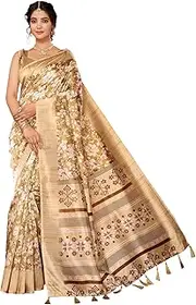 [Mithila Root] Indian Women's Saree Art Silk Floral Casual Wear Sari With Unstitched Blouse Piece 5.79 Yards