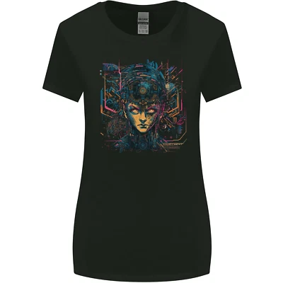 Futuristic Cyberpunk Girl Crypto Alien, Womens Wider Cut T-Shirt