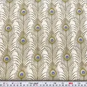 Metallic Silver Peacock Feathers for Timeless Treasures Cotton by the HALF YARD