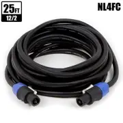 25FT NL4FC 4 Pole Female Speakon Connector 2 Conductor Audio Speaker Cable 12AWG