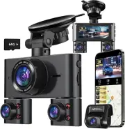 Mini Dash Cam 360° Dash Camera for Car Front & Rear Inside 4 Channel 4/2K H
