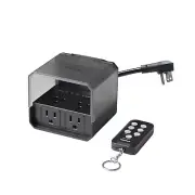Outdoor Light Timer with Remote, TESSAN Timer Plug with 4 Outlets 100ft, Dusk...