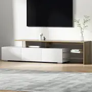 TV Cabinet Entertainment Unit with Drawers - White and Wood