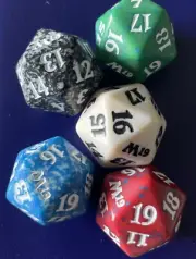 Magic MTG Spindown Life Counter M19 Dice D20 Complete Set of 5 Free Ship