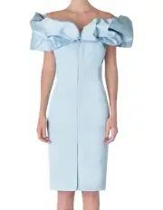 (Never Worn With Tags) Carla Zampatti Baby Blue Cocktail Dress (Size 6)