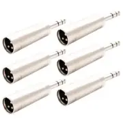 6 Pcs XLR 3-Pin Male to 6.35mm 1/4" Male TRS Stereo Audio Mic Microphone Adapter