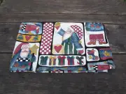 VTG Christmas Cotton Sewing Fabric Craft Quilting Patchwork Santa Snowman 3/4 yd