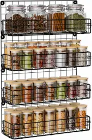 Spice Rack Organizer Wall Mounted 4-Tier Stackable Hanging Spice Storage Racks