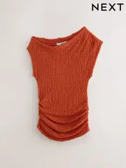 Orange Texture Off Shoulder Sleevless Top (AM5059) | $34
