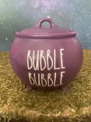RAE DUNN "BUBBLE BUBBLE" Purple Cauldron Candy Jar, Canister, Halloween Decor