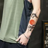 在飛比找蝦皮購物優惠-紋身貼防水男女持久花臂中國風古風仙鶴暗黑系胸前手臂刺青貼紙