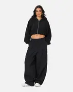 [Nike] Nike Women's Sportswear Full-zip Cropped French Terry Hoodie Black - Size M M Black