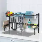 NNECW 2-Tier Over Sink Adjustable Dish Drying Rack for Kitchen Counter Storage