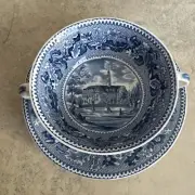 Johnson Bros Colonial Williamsburg Virginia Capitol Blue White Soup Cup & Saucer