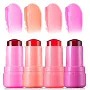 4 PCS Jelly Tint blush Stick Multi-Use Cooling Water Jelly Tint BlushWaterproof