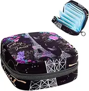 Period Bag,Sanitary Napkin Storage Bag,Eiffel Tower Pattern Flower,Tampon Holder for Purse