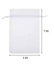 100 Pcs 5x7 inch Gift Wrap Bags Organza Sheer Clear Tulle Fabric White Drawst