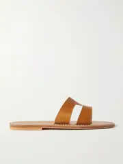 [K JACQUES ST TROPEZ] K JACQUES ST TROPEZ - Menandre Cutout Leather Slides - Tan - IT42 IT 42 Brown