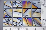 1"x 1" BLACK CHOPSTIX TEXTURE ON BLACK IRIDIZED BULLSEYE 3mm THICK GLASS 90 COE