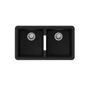 CARYSIL CG2B Granite Kitchen Sink - 824 x 481mm Twin Bowl - Deep Black - Under Mount