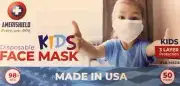 Kids Disposable Face Masks Ear Loop - 3 Layer- 50 Pack - 98% BFE - Made In USA ✅