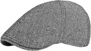 [Generic] Herringbone Flat Cap, Classic Wool Blend Driving Hat, Gray