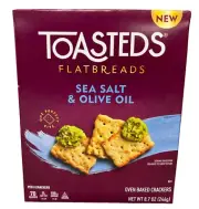 Kellogg's Toasteds Flatbreads Sea Salt & Olive Oil Oven Baked Crackers 8.7 oz